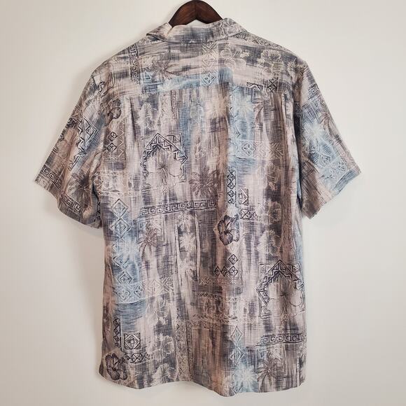 Batik Bay Silk Hawaiian Shirt Olive Cream Medium - Picture 9 of 11